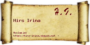 Hirs Irina névjegykártya